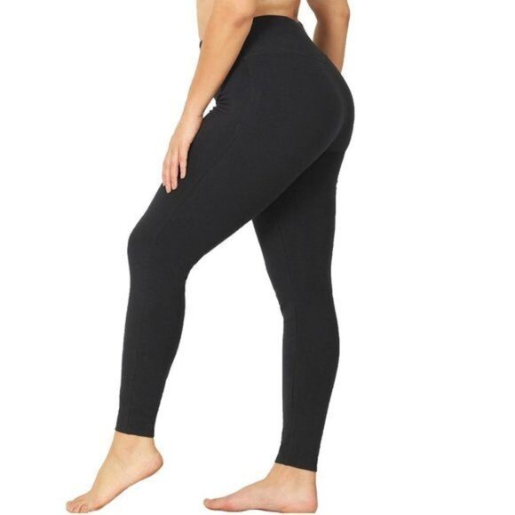 Zenana Pants - Women's  Zenana Plus Size Wide Waistband Full Length Leggings Black